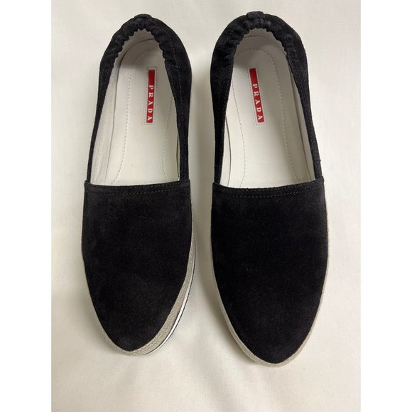 PRADA Black Suede Loafers Espadrilles 40 9 10 - Picture 3 of 3